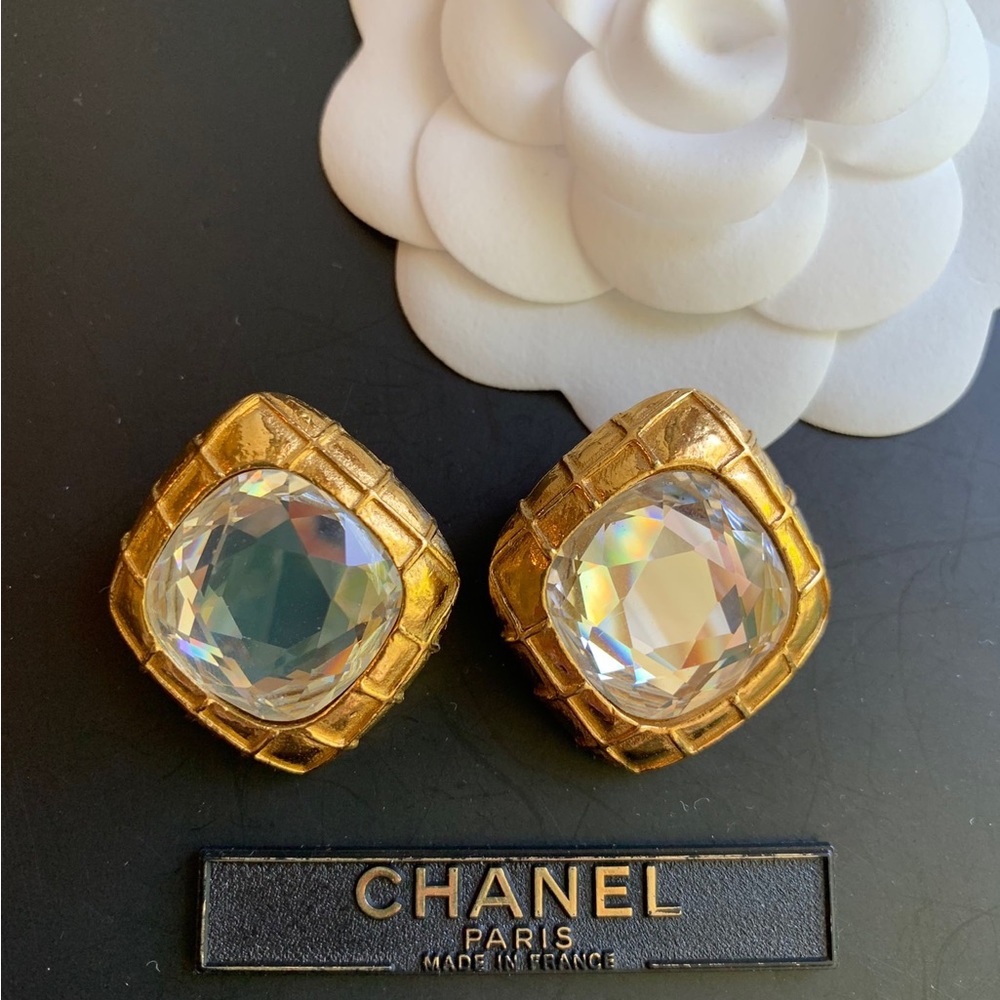 Sold Chanel vintage crystal clip on earrings